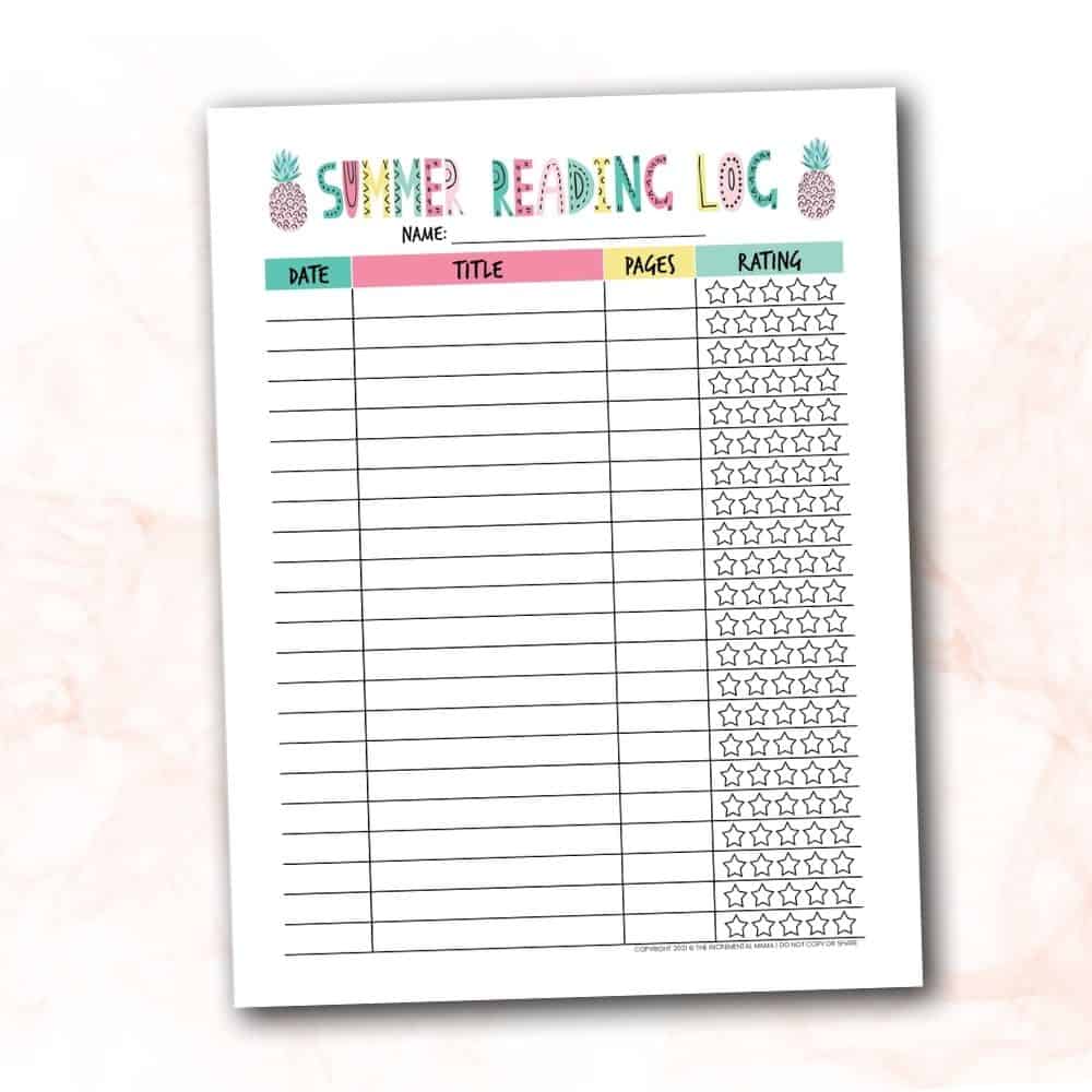 free printable summer reading log to encourage reading